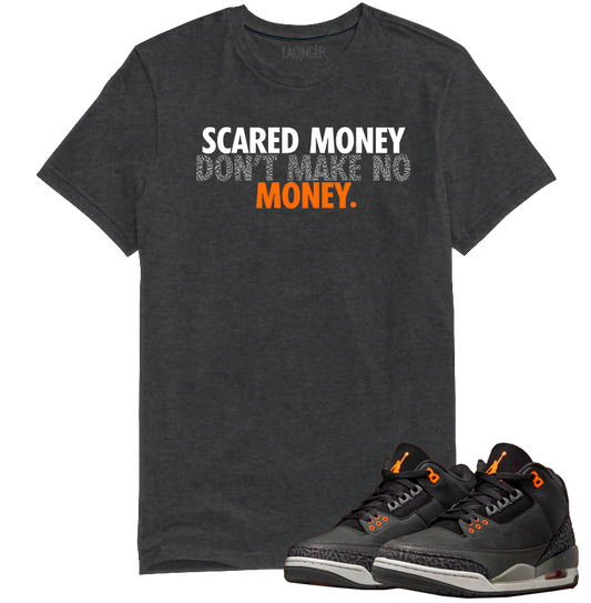 Jordan 3 Fear scared money dark heather tee-Lacing Up