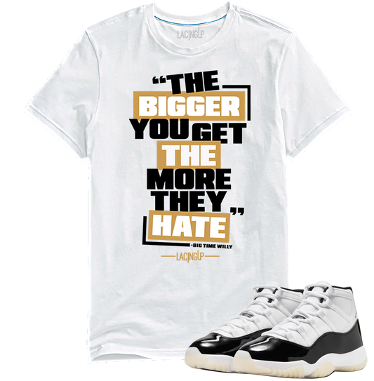 Jordan 11 Gratitude hate white tee-Lacing Up