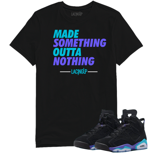 Jordan 6 Aqua Nothing black tee-Lacing Up