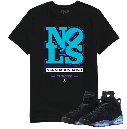 Jordan 6 Aqua No ls black tee-Lacing Up