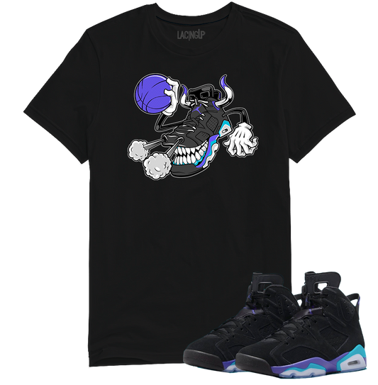 Jordan 6 Aqua blowing smoke black tee-Lacing Up