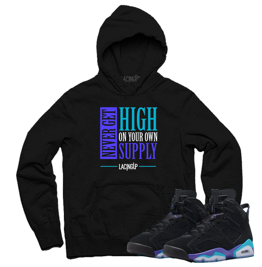 Jordan 6 Aqua Supply Black Hoodie Lacing Up | SneakerOutfits