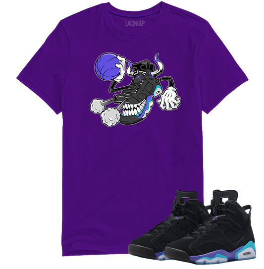 Jordan 6 Aqua blowing smoke purple tee-Lacing Up
