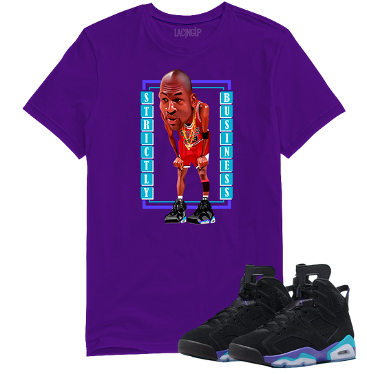 Jordan 6 Aqua strictly business purple tee-Lacing Up