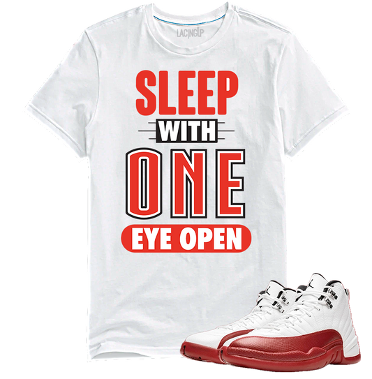Jordan 12 Cherry open white tee-Lacing Up