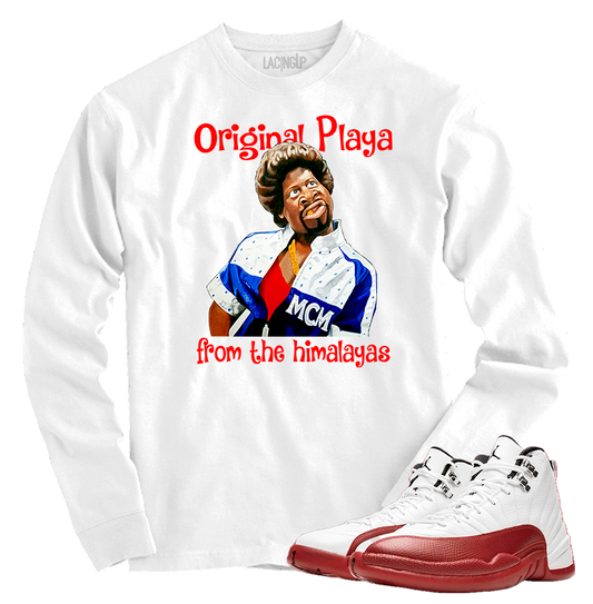 Jordan 12 Cherry original playa white long sleeve tee-Lacing Up