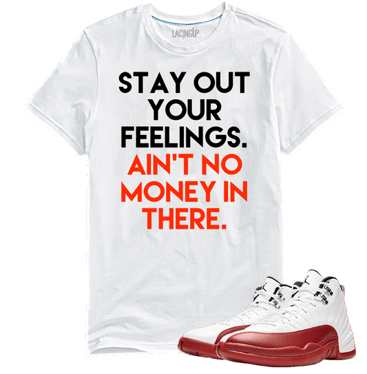 Jordan 12 Cherry feelings white tee-Lacing Up