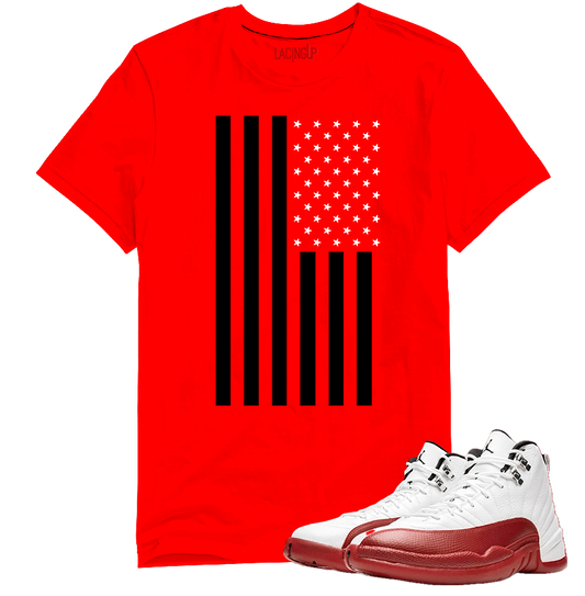 Jordan 12 Cherry flag red tee-Lacing Up