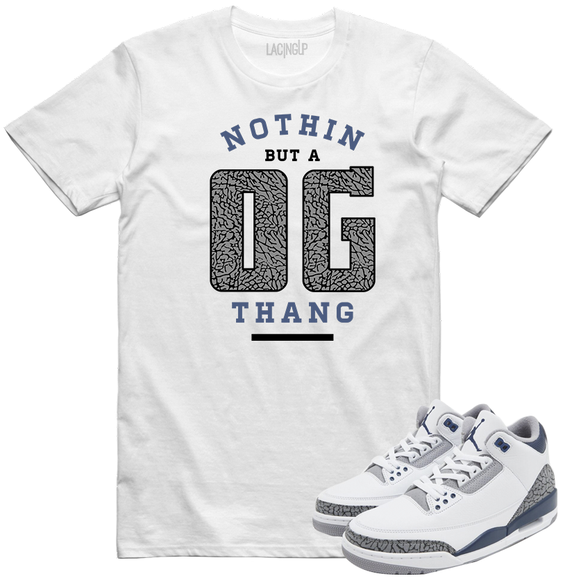 Jordan 3 white navy cement OG white tee-Lacing Up