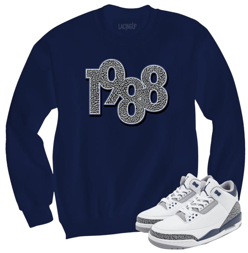 Jordan 3 white navy cement navy  1988 crewneck sweater-Lacing Up