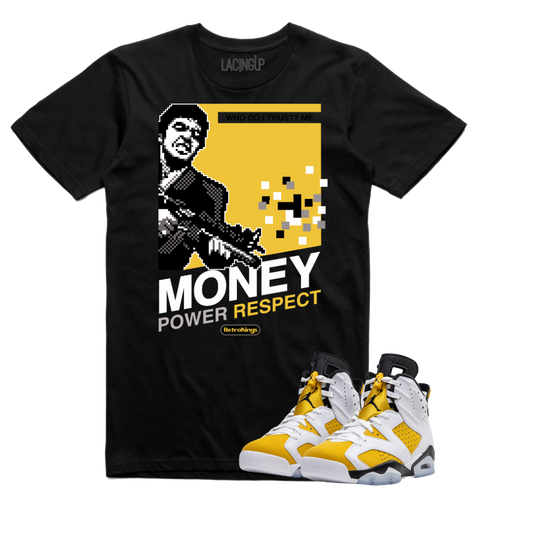 Jordan 6 Yellow Ochre Mpr black tee-Lacing Up