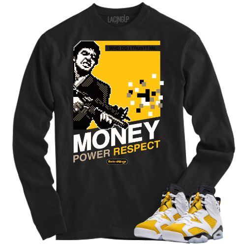 Jordan 6 Yellow Ochre Mpr black long sleeve tee-Lacing Up