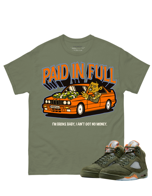 Jordan 5 Olive Needy olive tee-Lacing Up