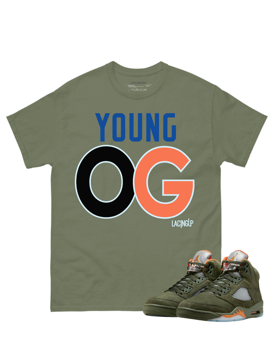 Jordan 5 Olive young og olive tee-Lacing Up
