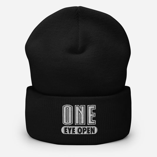 One Eye Open Cuffed Beanie