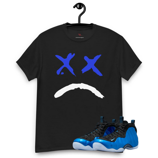 Royal Sad Face Graphic Black Tee | SneakerOutfits