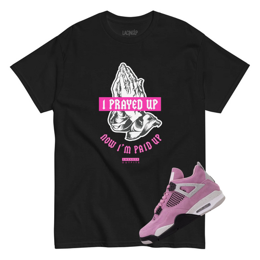 Jordan 4 Orchid prayed up black tee