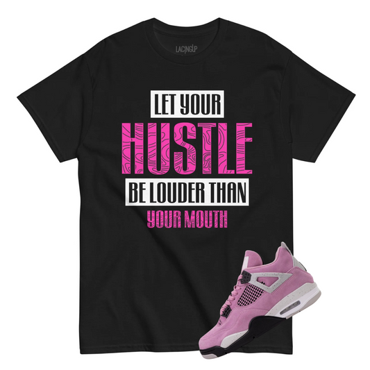 Jordan 4 Orchid hustle black tee