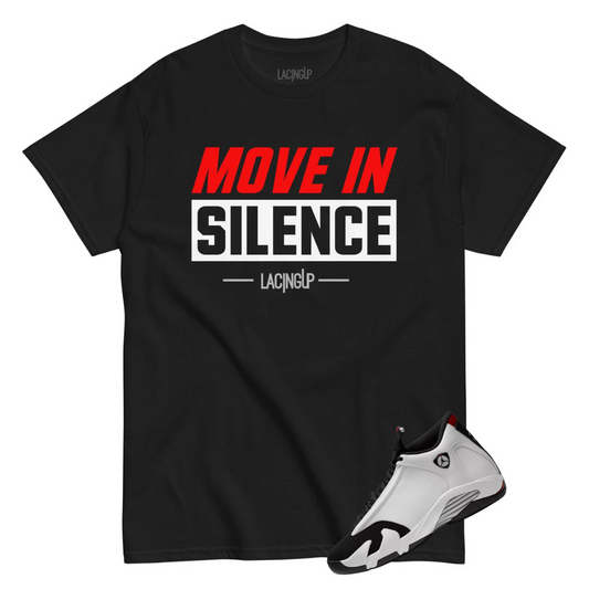 Jordan 14 black toe silence black tee
