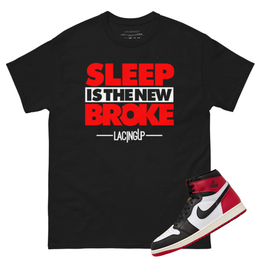 Jordan 1 Reimagined black toe sleep black tee