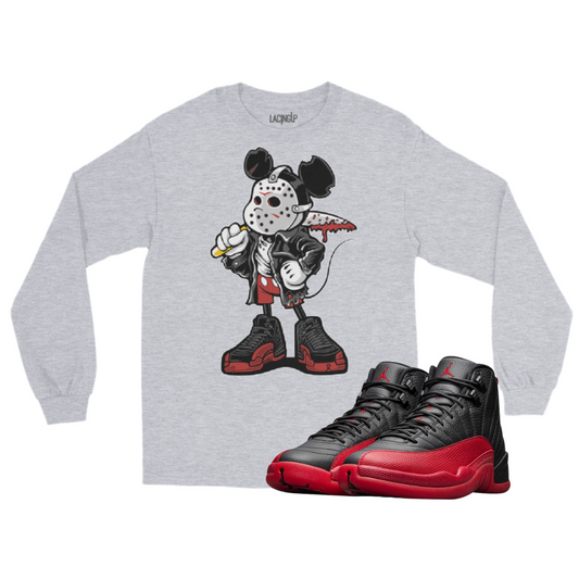 Jordan 12 Flu Game Mickey Mask Red Long Sleeve Shirt
