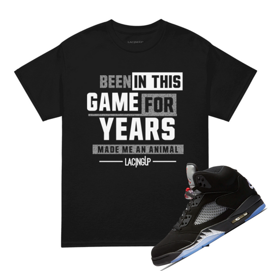 Jordan 5 Metallic animal black tee