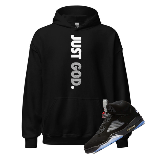 Jordan 5 Metallic just god black hoodie