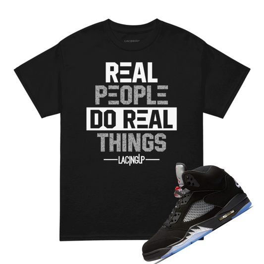 Jordan 5 Metallic real black tee