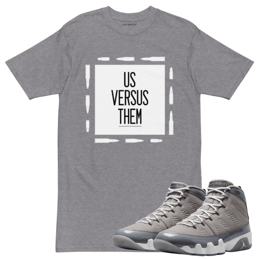 Jordan 9 Cool Grey us vs them heather grey t-shirt