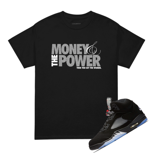 Jordan 5 Metallic Money & Power black tee