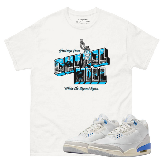 Jordan 3 Lucky shorts chapel hill white tee