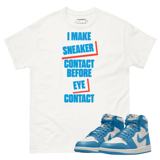 Jordan 1 Unc Og Reimagined sneaker contact white tee