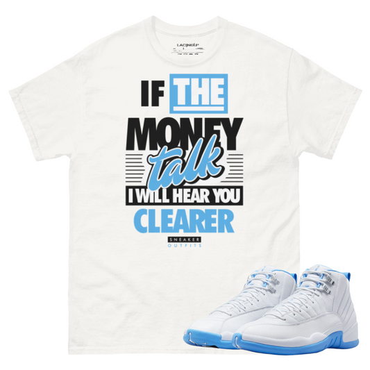 Jordan 12 Melo money talk white t-shirt