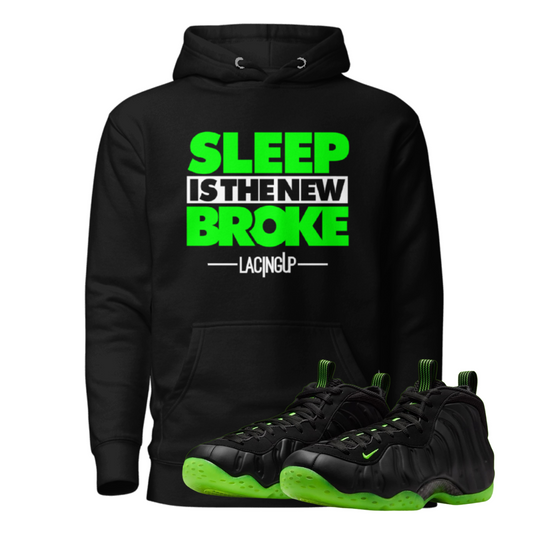 Air Foamposite One black volt broke black hoodie