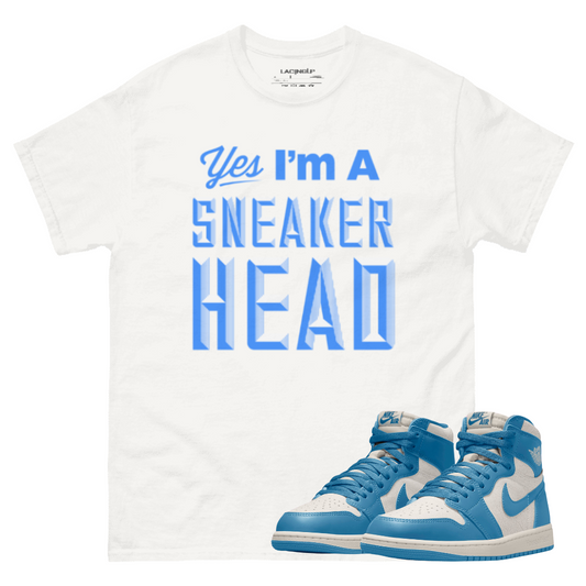 Jordan 1 UNC OG Reimagined sneaker head white tee