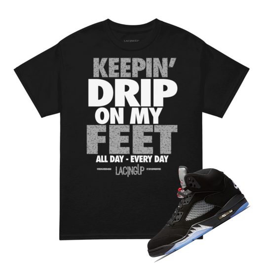 Jordan 5 Metallic Drip black tee