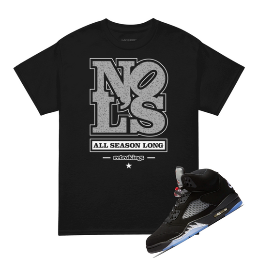 Jordan 5 Metallic No Ls black tee