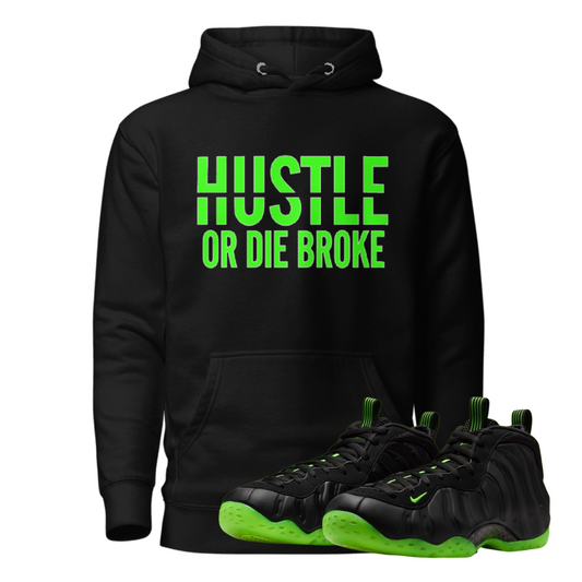 Air Foamposite one black volt hustle Black Hoodie