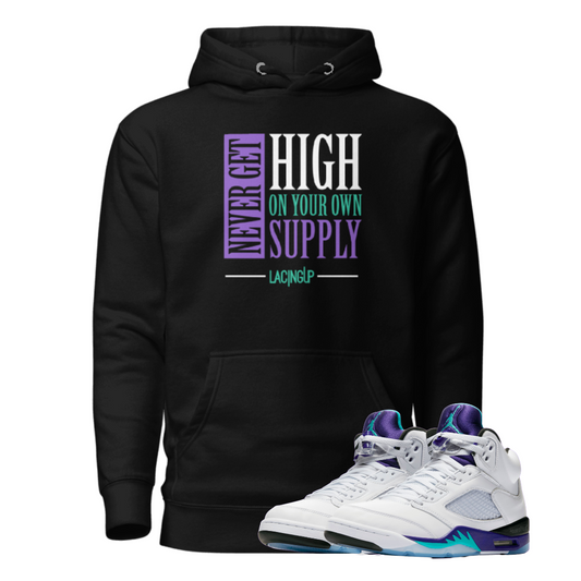 Jordan 5 Grape supply black hoodie