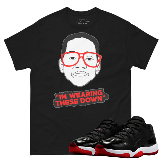 Jordan 11 low bred these down black t-shirt