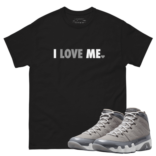 Jordan 9 cool grey love me black t-shirt