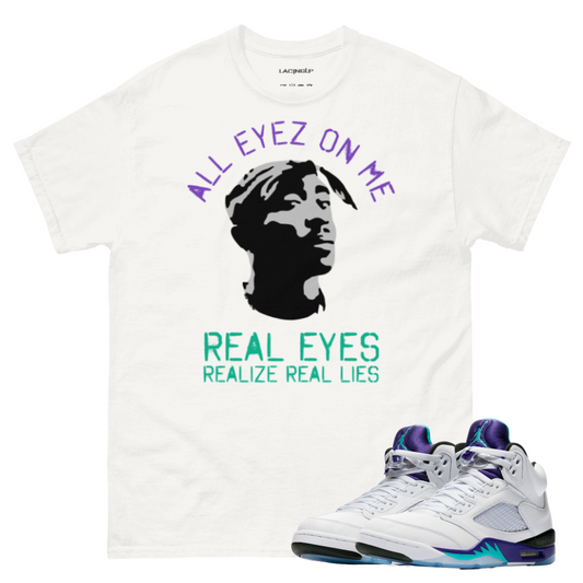 Jordan 5 Grape real eyes white t-shirt
