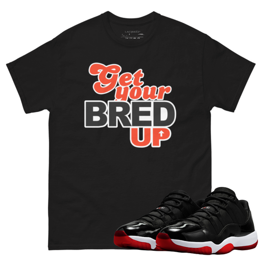 Jordan 11 low bred bred up black t-shirt