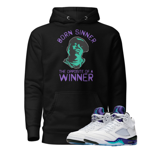 Jordan 5 Grape sinner black hoodie