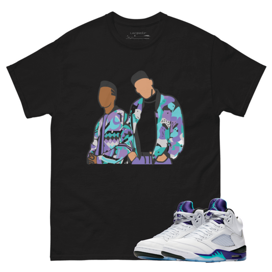 Jordan 5 Grape Will and Jazz black t-shirt