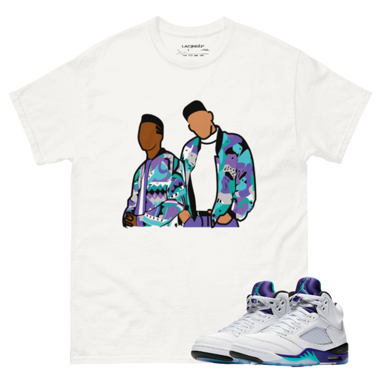 Jordan 5 Grape Will and Jazz white tee