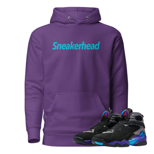 Jordan 8 aqua sneaker head purple hoodie