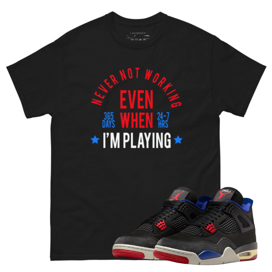 Jordan 4 Rare air im playing black tee