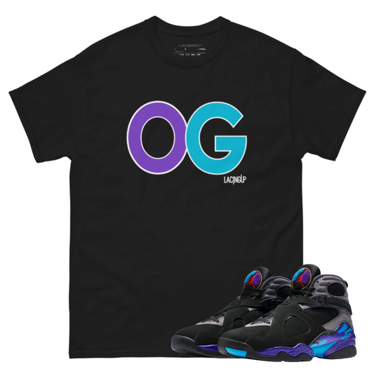 Jordan 8 Aqua OG black tee