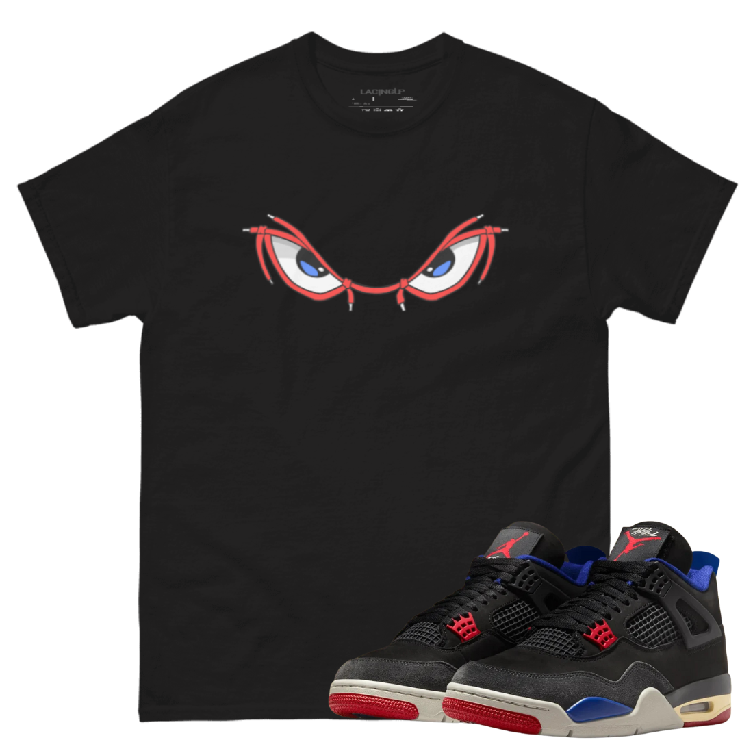 Jordan 4 Rare Air lacing up logo black tee